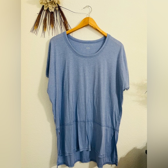 American Eagle Blue Oversized Ribbed Hi-Low Tunic Tee Size Medium - Picture 2 of 7